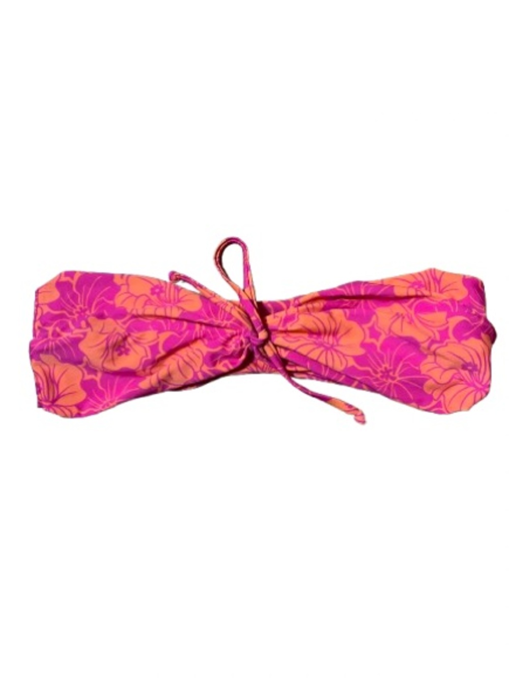 LENI SWIMS Bright Pink & Orange Floral Bandeau Repreve Bikini Top Size Medium